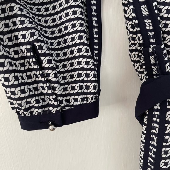 Banana Republic Dress Navy/White Chain Link Riviera 3/4 sleeve - Picture 5 of 7